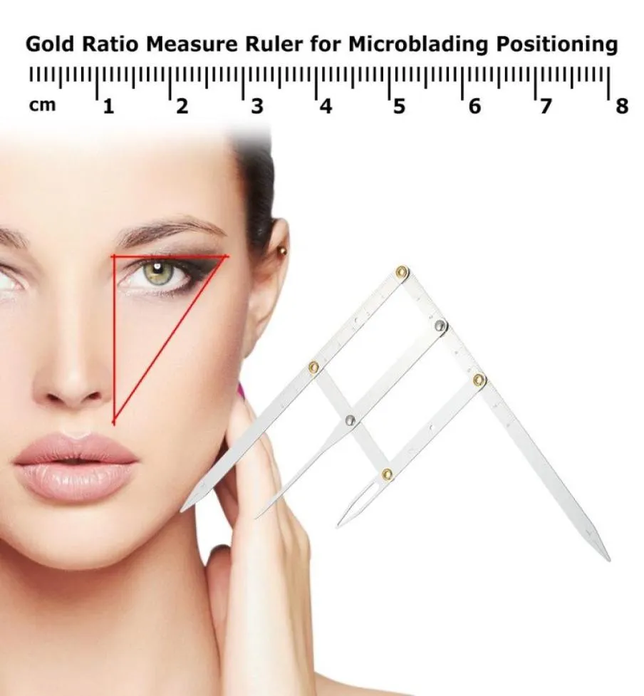 Kvinnor Golden Ratio Calipers Positionering Linjal för ögonbryn Makeup Caliper Användbar bärbar mått Rostfritt stål för kvinnor9856989