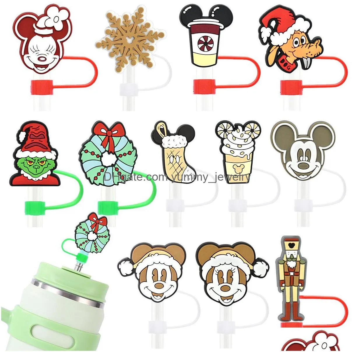 Drinking Sts Childhood Mouse Cats Sile St Toppers Accessories Er Charms Reusable Splash Proof Dust Plug Decorative 8Mm/10Mm Drop Deliv Ot5Ma