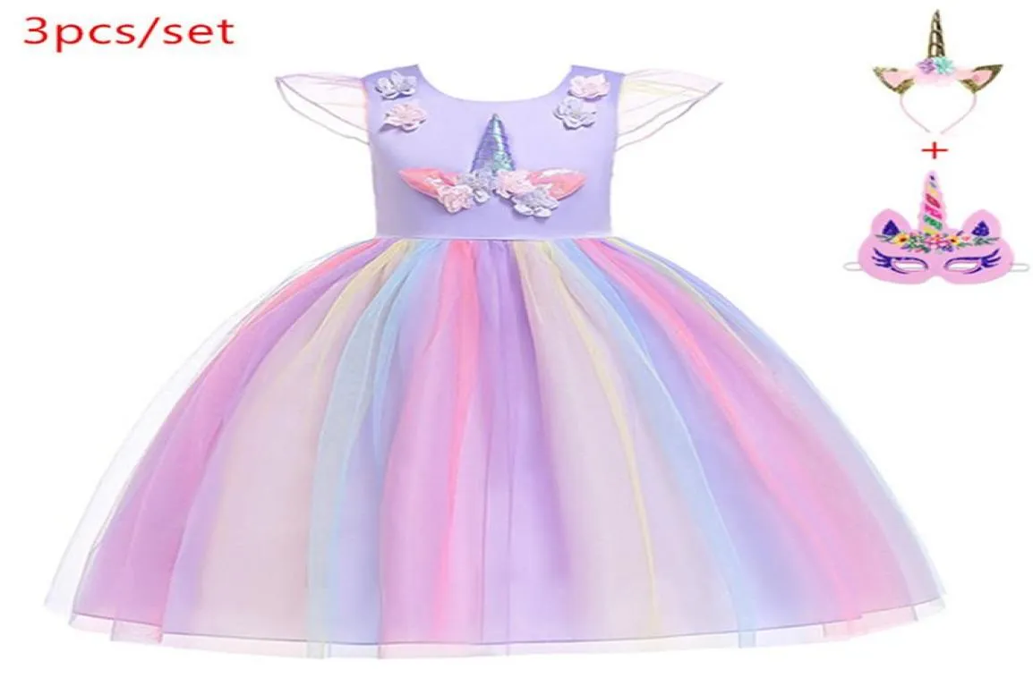 Flower Girls cosplay Unicorn Dress Children039s day Princess Girls Birthday Party Dress Bambini Bambini Halloween Unicorn Costume2128804