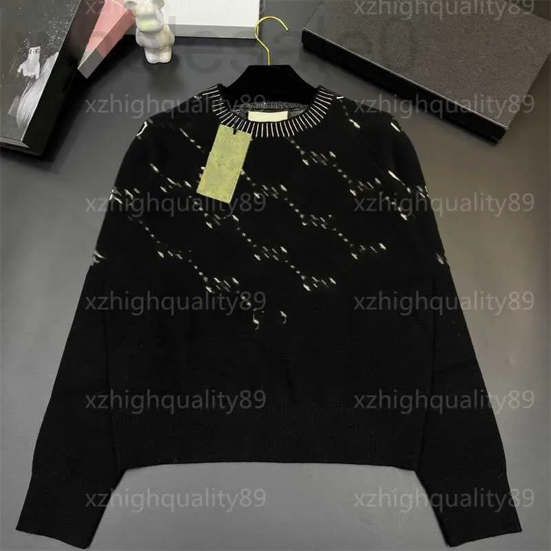 Suéteres femininos designer designer mulheres malhas jumper carta diamante impressão manga longa em torno do pescoço pulôver preto malha top casual moletom feminino suéter ezmy