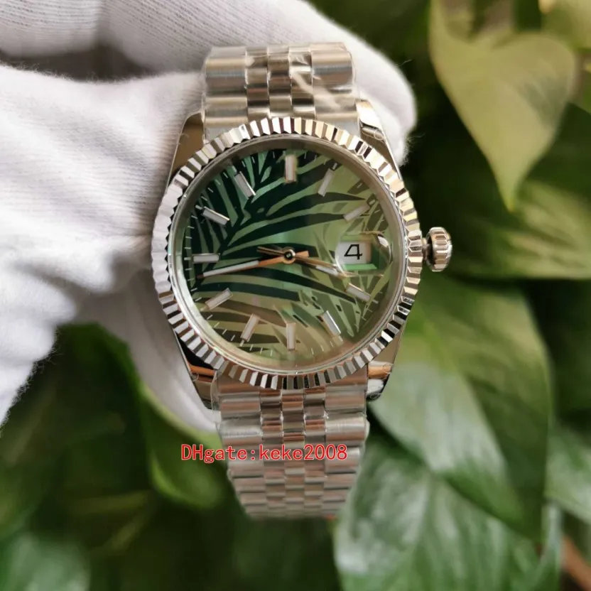 Bp relógios masculinos relógios de pulso 126234 36mm verde oliva mostrador vidro safira aço inoxidável 316l luminescente jubileu pulseira automati265t