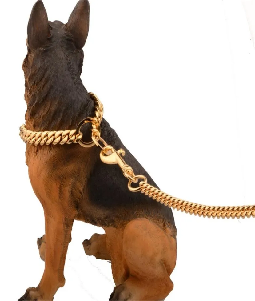 Metalen Roestvrij Staal Hond Gouden Halsband Lood Super Outdoor Grote Hond Trainingsketting Halsband Decor Ketting Voor Alle Honden 10E 668 V24174719