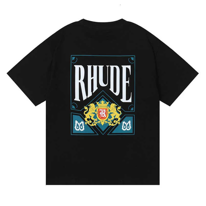 23SS NOWOŚĆ RHUDE MENS T SHIRT Wysokiej jakości projektant Tess Casual Fashion Krótkie rękawie Europa Ameryka Mężczyźni Kobiety za okrągłe szyję