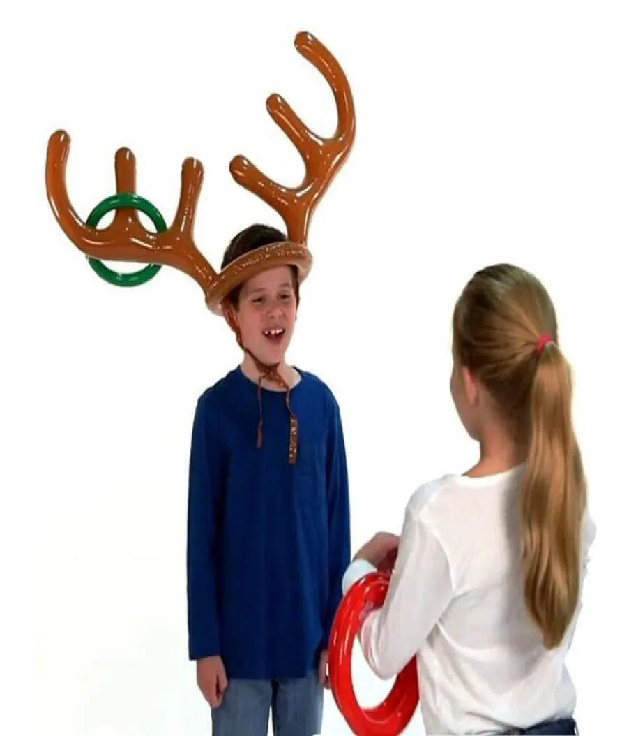 Fournitures de fête, anneau de tête de cerf en bois gonflable de noël, bandeau en bois d'élan, anneaux de lancer, jouets pour enfants 039s 2069263