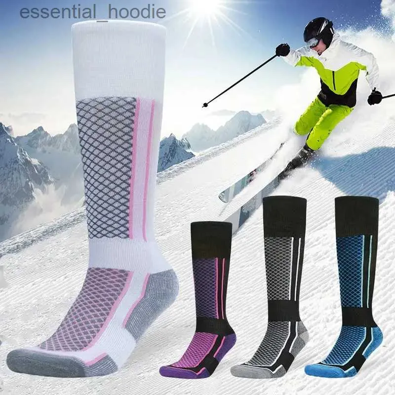 Men's Socks 1 Pair Wool Thermal Ski Thick Men Women Winter Long Warm Compression For Hiking Snowboarding Climbing SportsC24315