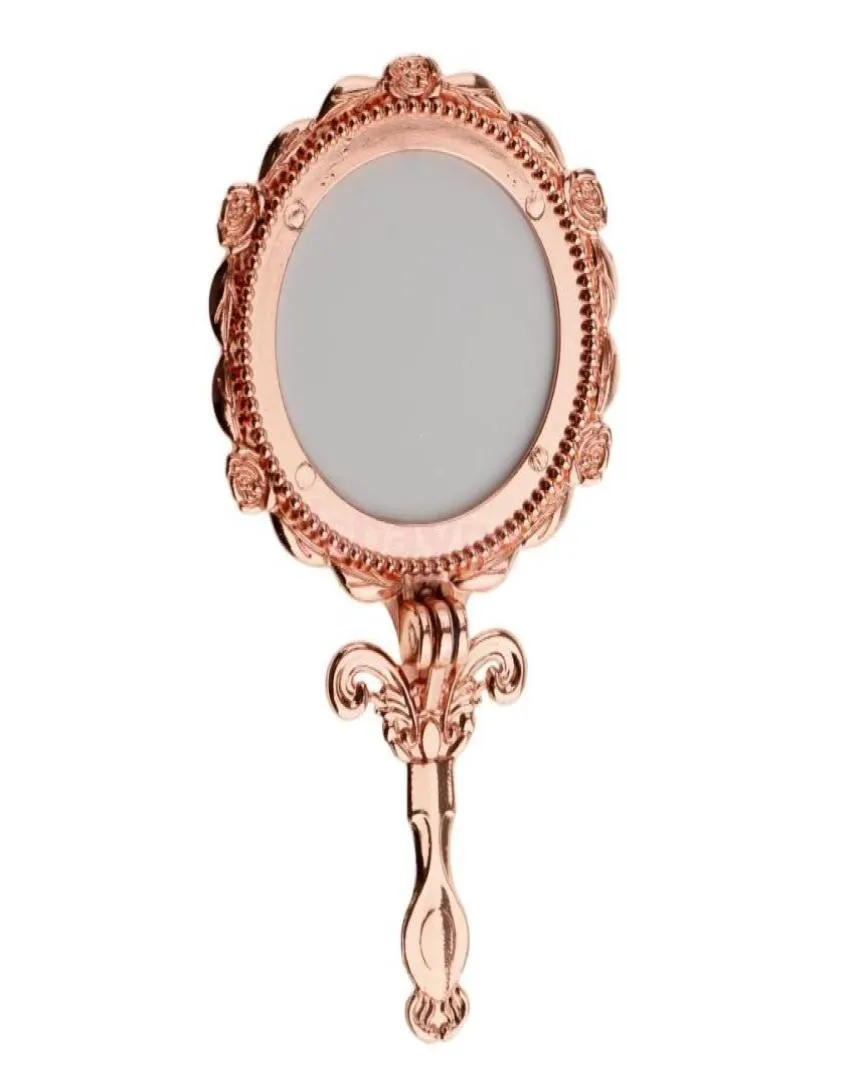 Mini miroir de maquillage pliant cosmétique de poche de Style Antique Vintage or Rose rond 7445431