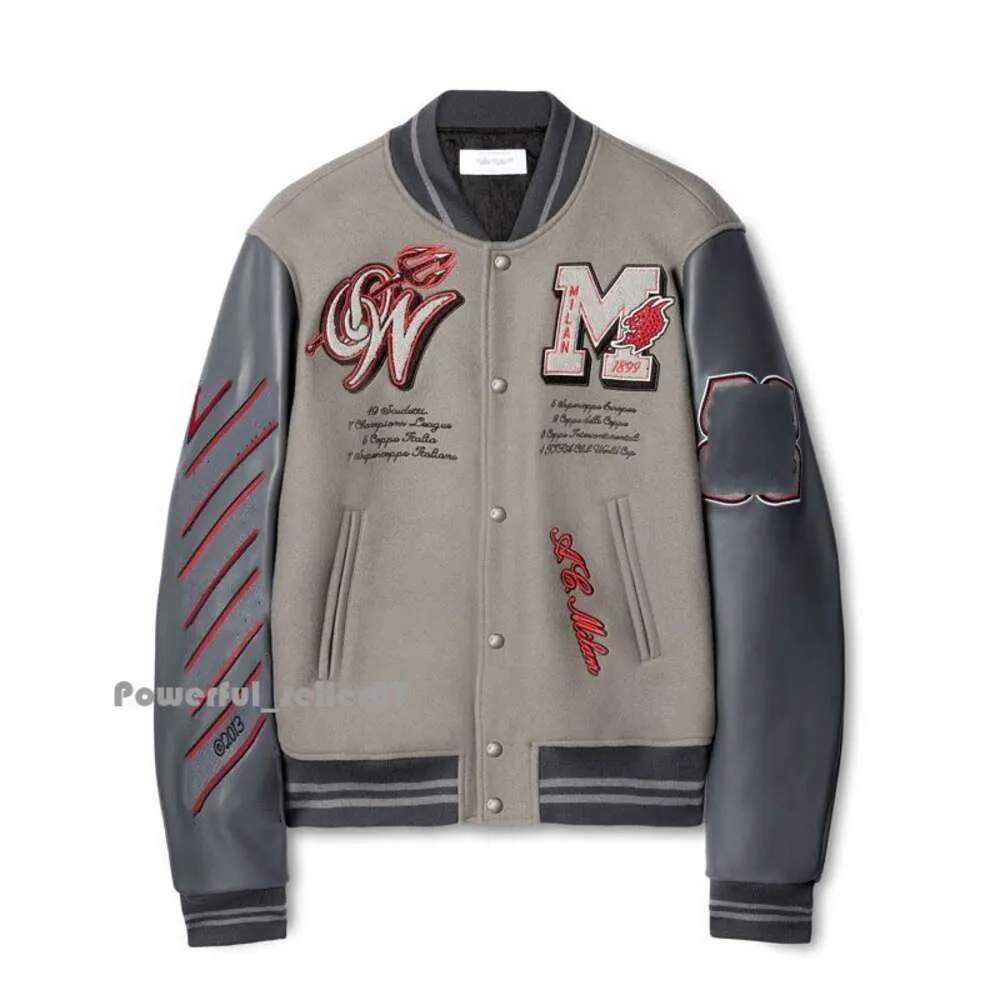 Varsitys Top Off Designer-Jacke, Off-White-Jacke 2024, Herrenjacken, Designer-Offensive von Windjacke, Varsity Vintage Off-White-T-Shirt, lockeres langes Baseball-Hip-Hop-2236