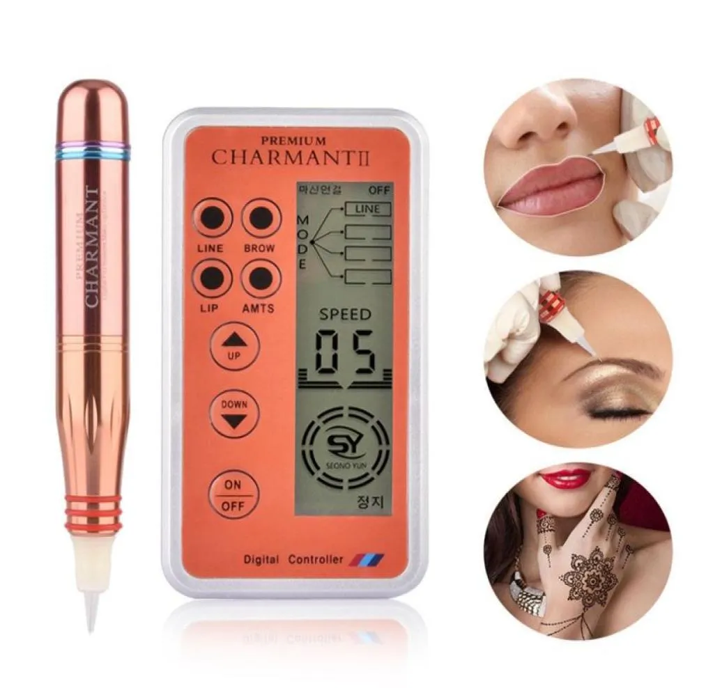 Charmant II Professional Makeup Makeup Tattoo Machine Kit for الحاجب الوشم الشفاه Microblading MTS Pen مع Catridges7218421