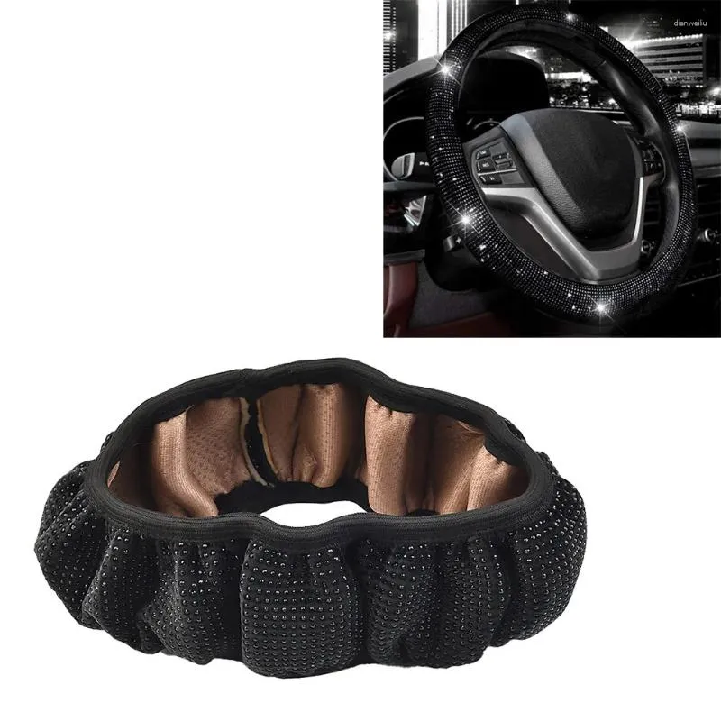 Capas de volante Cobertura doméstica Peças de carro Acessório universal Preto Bling Crystal para 37-38cm Interior