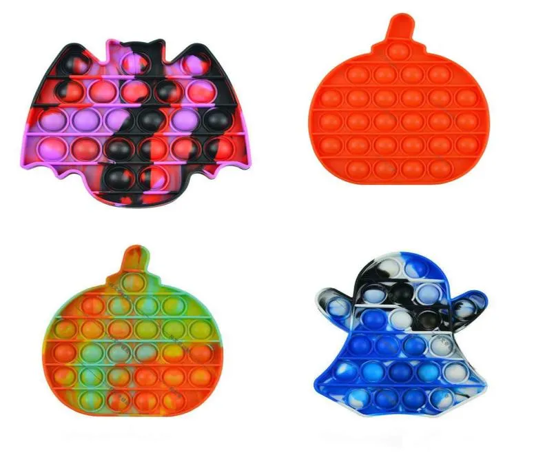 Giocattoli Halloween Fantasma Zucca Bolla Giocattolo Ragno Pipistrello Spingere Bolle Giocattolo con le dita Giochi Popper Puzzle sensoriale Bambini Antistress Silicone To4485874