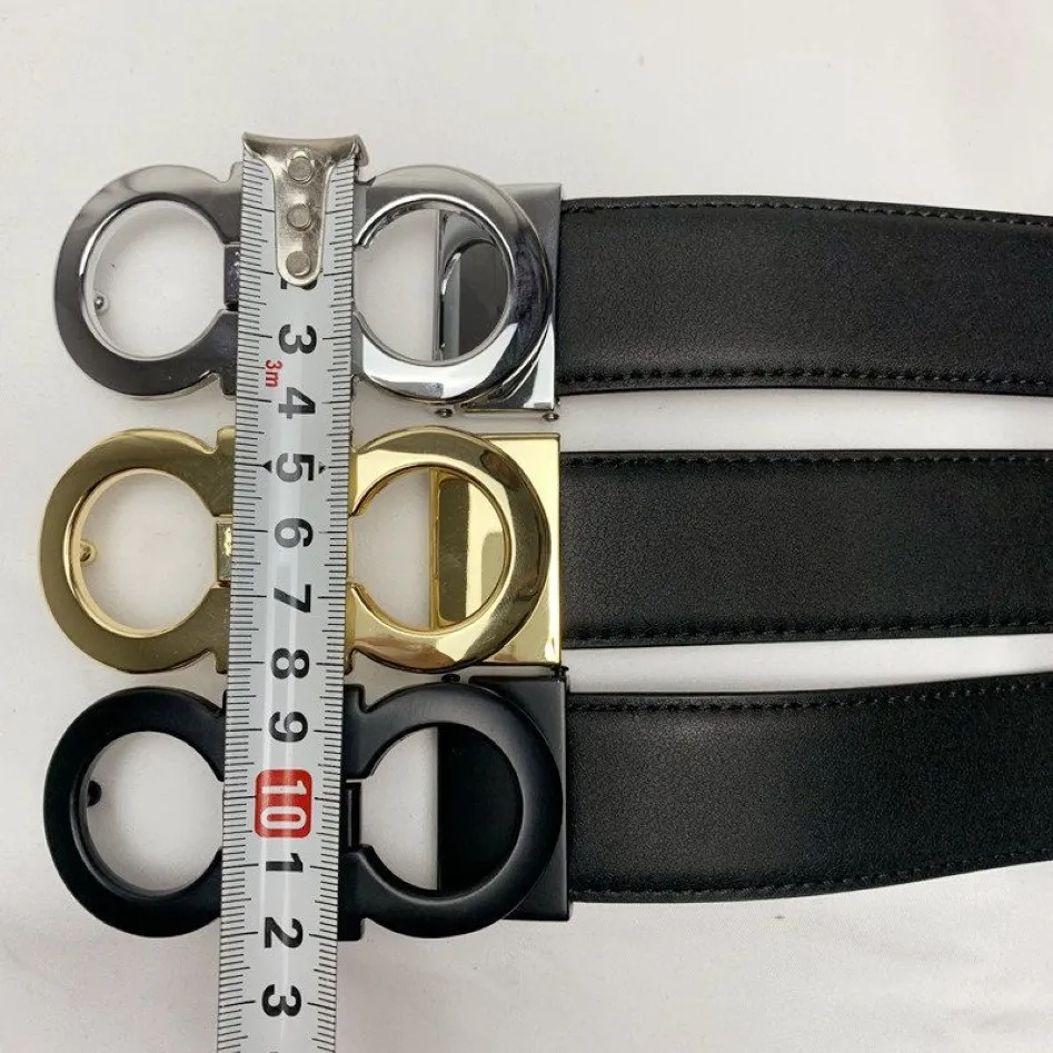 Luxury Designer Belt G Buckle Fashion äkta läder Kvinnor för män Brev Dubbel Big Gold Classical 9 Colors222e