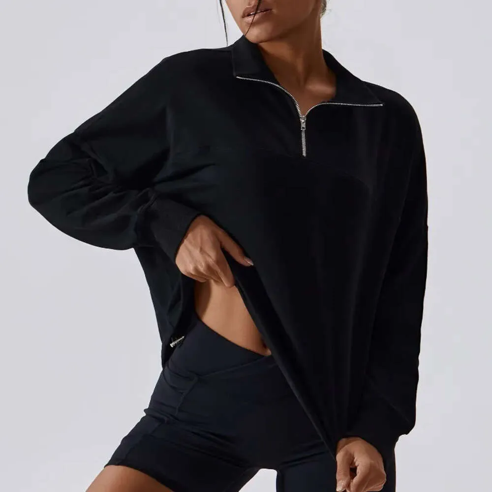 Lu Align Lemon High Collar Yoga Jacket Outdoor Top Coat Running Women's Sports Långärmade Gym Tights Half Zipper Women Fiess Sweatshirt