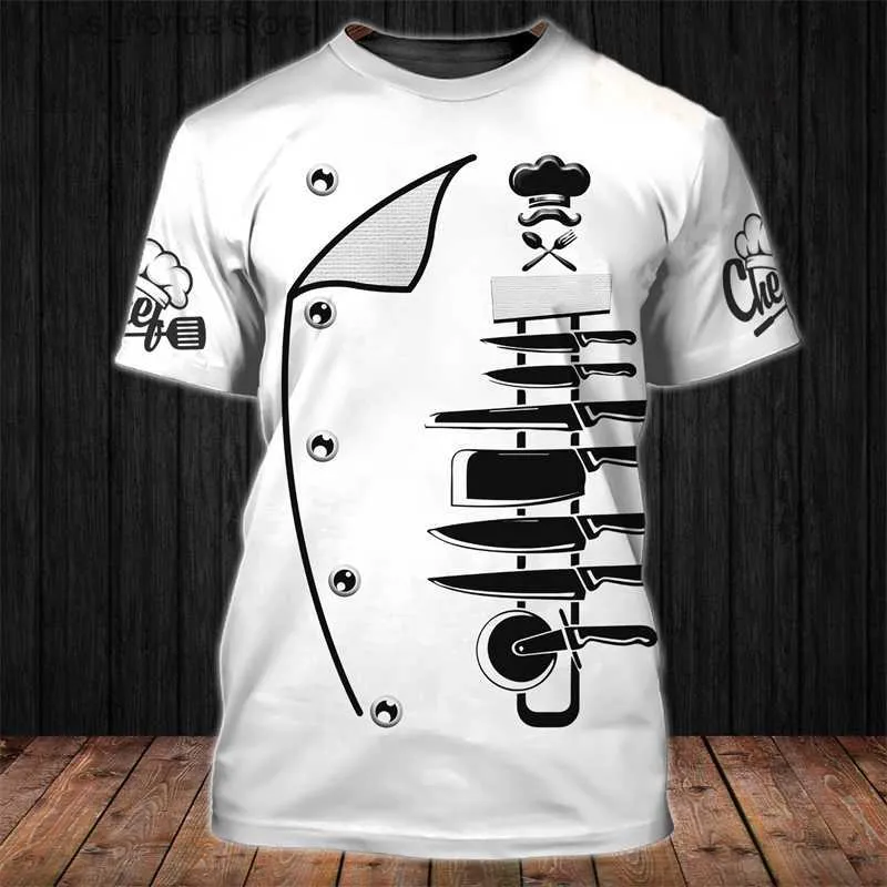 Men's T-Shirts Chef Shirt Mens T-shirts 3D Funny Print Men Clothing O-Neck Oversized Cheap Short Slve Tops 5xl Male Vintage Punk Strtwear Y240320