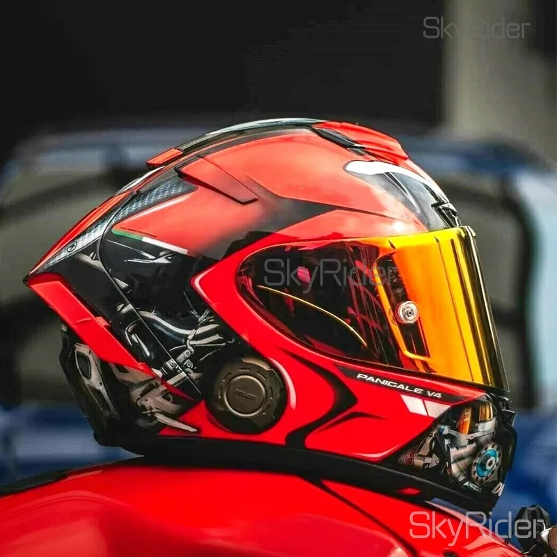 Full Face Shoei X14 X-Fourteen Red Duca Ti Motorcykelhjälm Anti-dimma Visor Man Riding Car Motocross Racing Motorbike hjälm