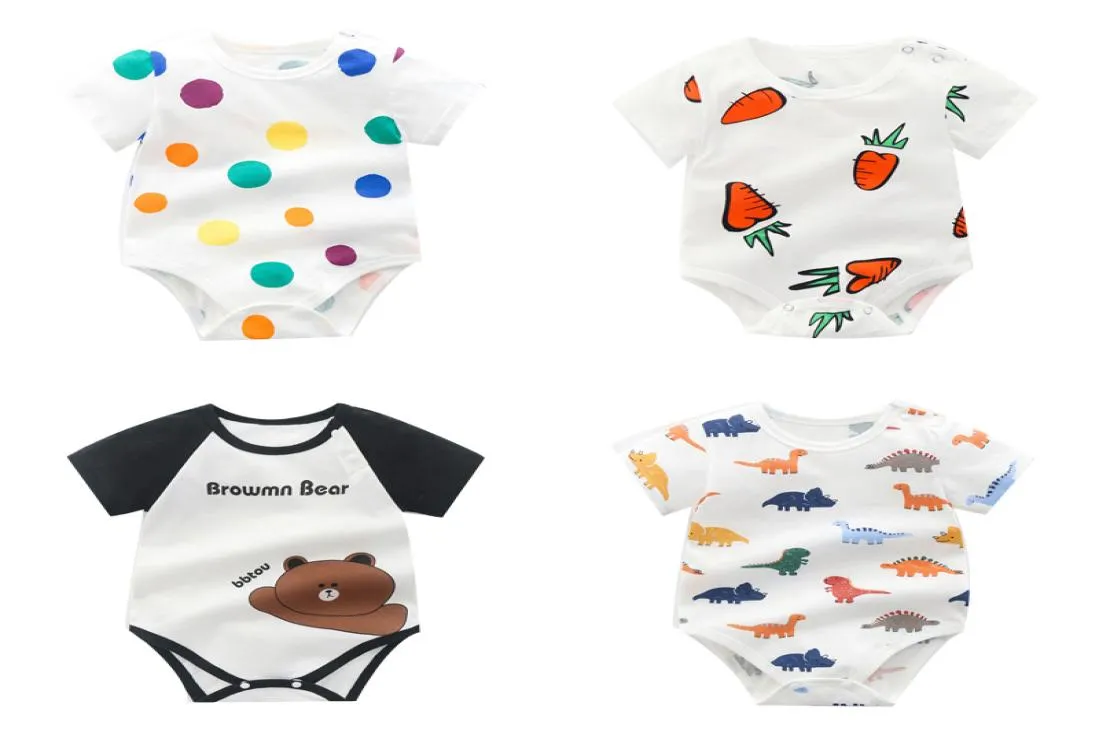 Nouveau-né bébé dessin animé barboteuses 35 couleurs infantile fraise Dot Onesies enfants vêtements de sport garçons filles bébé vêtements enfant en bas âge combinaison8955668