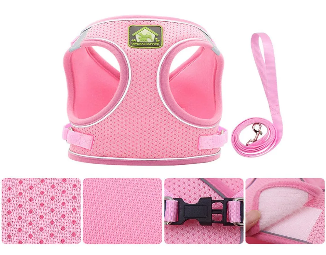 Guinzagli per cani in stile gilet con imbracatura pettorale per animali domestici, corda riflettente e traspirante per animali domestici, 6 colori4934904