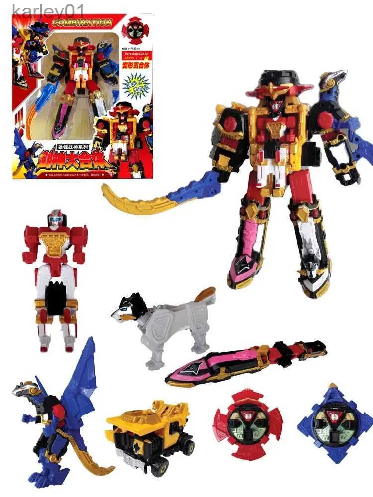 Transformation Toys Robots Super Sentai Rangers Japan Anime Shuriken Sentai Ninninger Action Figure Toys 5in1 Collection Assembly Robot Model pojkar gåvor YQ240315