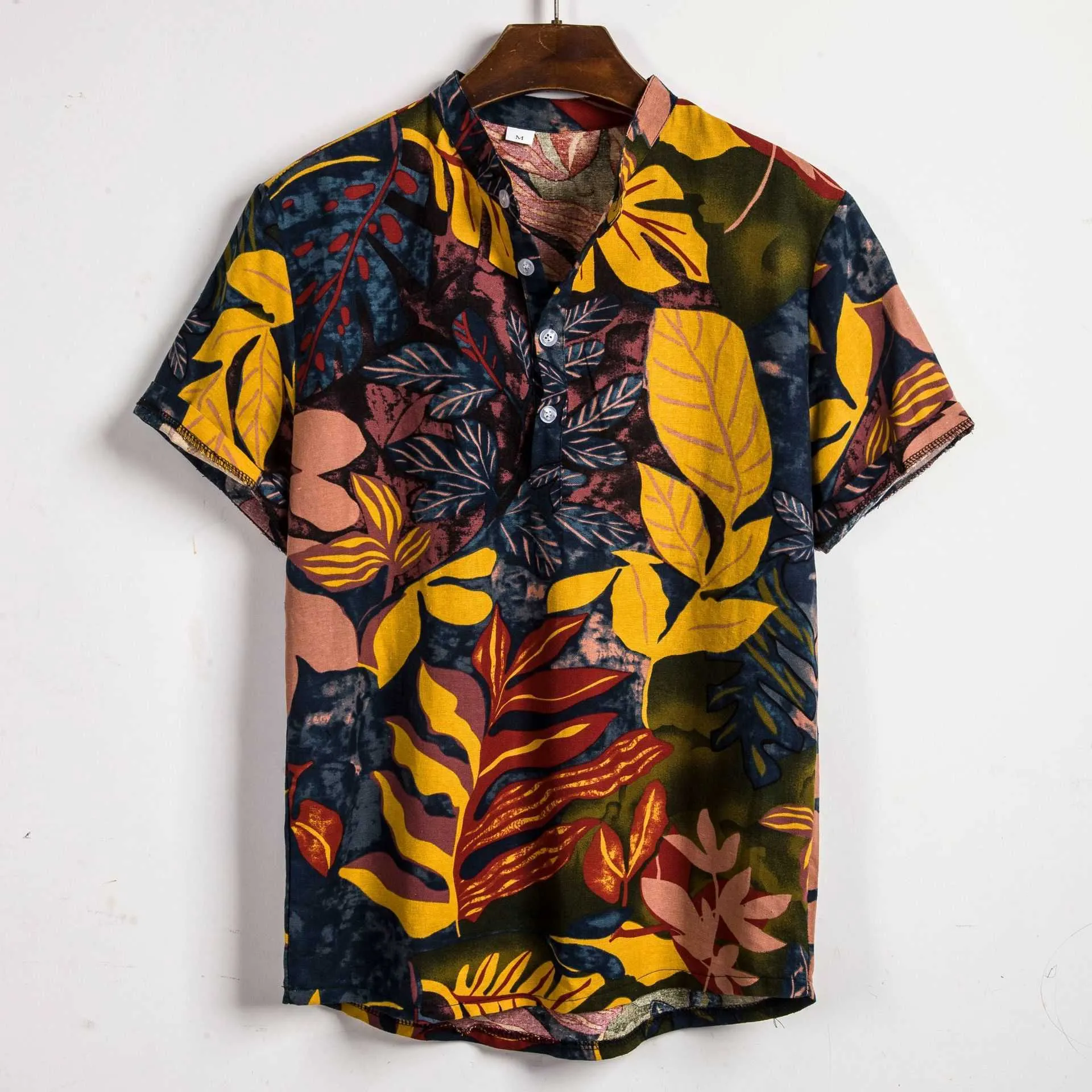 Mens clothing 2024 summer new European size mens floral short sleeved shirt for men