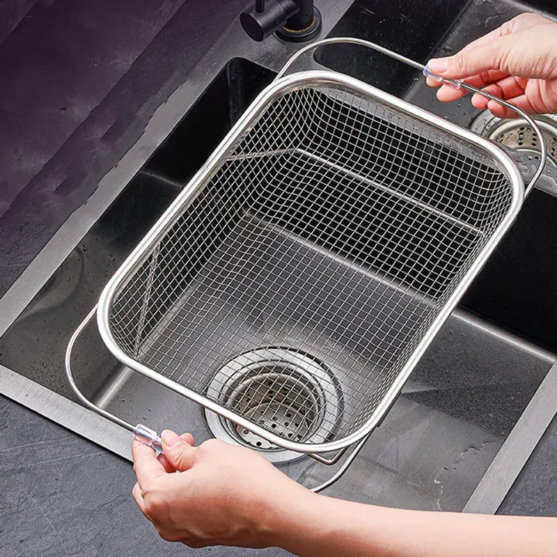 Baskets Adjustable Dish Drainer Kitchen Sink Stainless Steel Drain Rack Fruit Vegetable Storage Shelf Plate Bowl Dish Dryer Basket