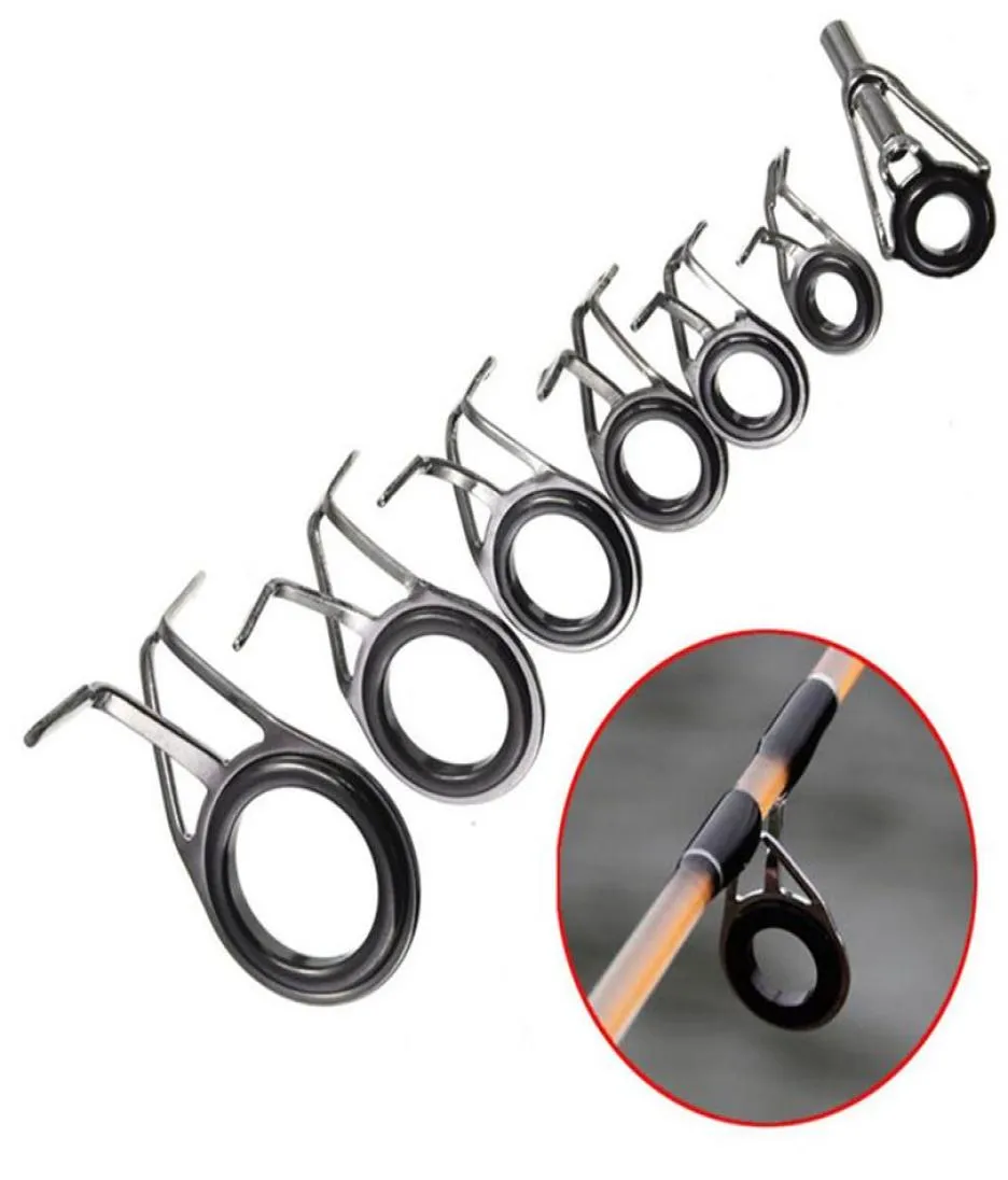 7pcs mixed size fishing top rings rod pole repair kit line guides eyes sets298W5564454