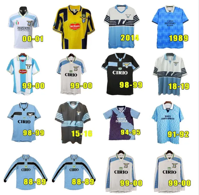 Retro Classic Lazio Soccer Jerseys 1989 1990 1991 1992 1998 1999 2000 2001 2015 2016 Nedved Simeone Salas Gascoigne Nesta Crespo Mihajlovic Inzaghi Football Shirt