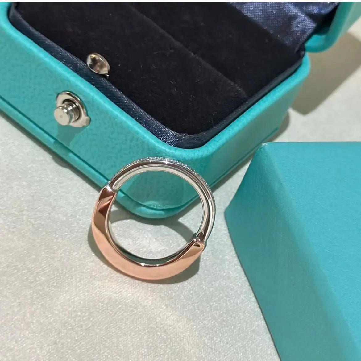 Designer-Ring für Damen, 925 versilberter Roségold-Verschlussring, luxuriöser Charm-Geschenk, klassische Marke, Liebesschmuck, Frühlingsmode-Stil, Größe 7