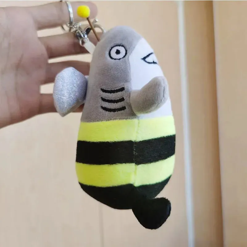 Shark Bee doll Keychain action figure pendant Cross-border Shark Bee creative mini plush toy 2024