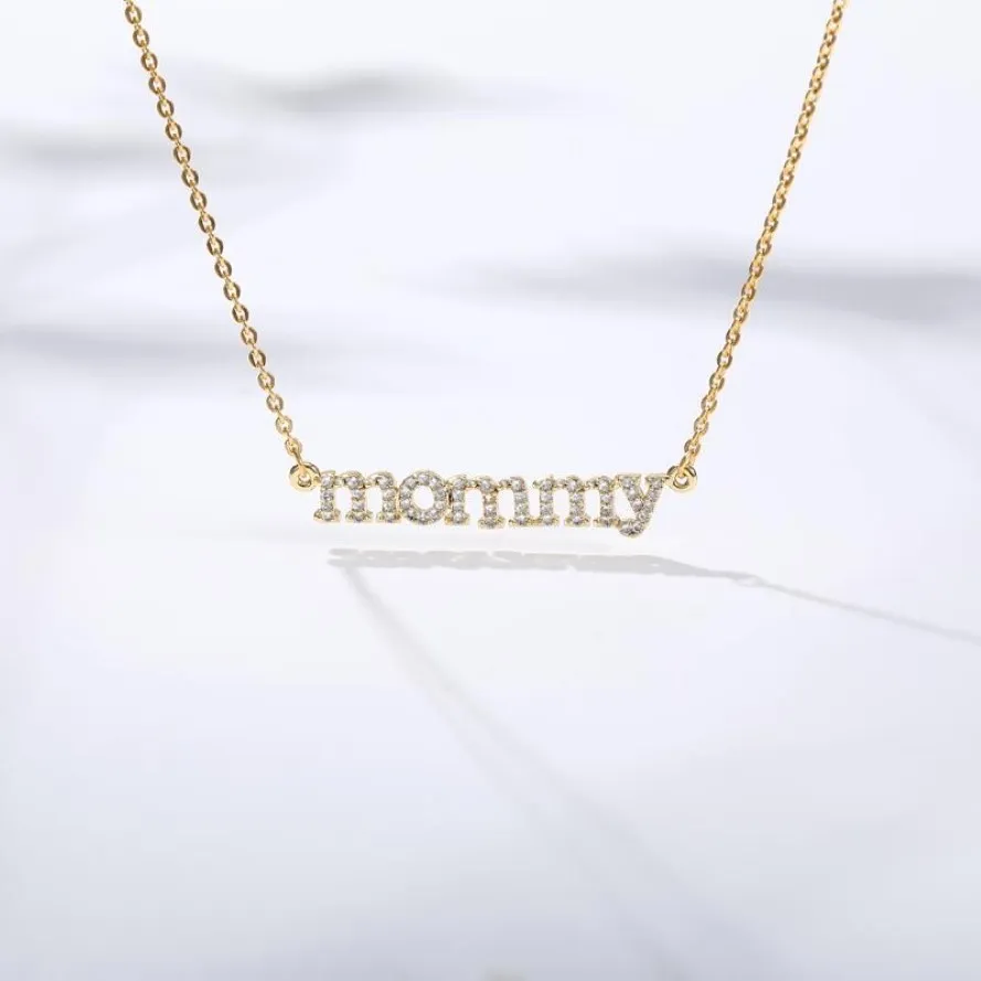 Collier personnalisé en Zircon avec lettres de maman pour femmes, pendentif en cristal, chaîne ras du cou, bijoux pour fête des mères, anniversaire, Gif299a, nouvelle collection