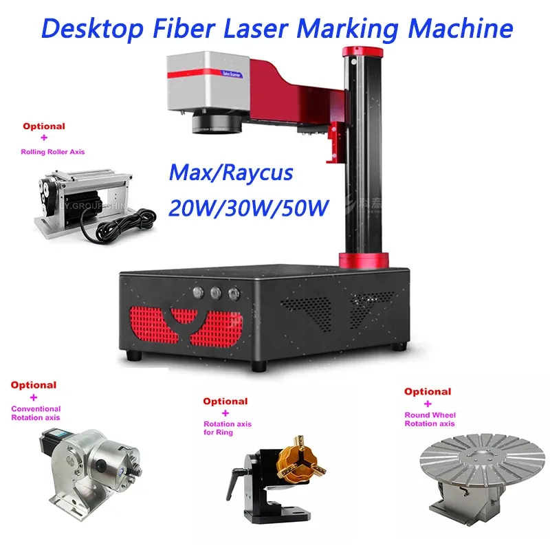 LY Desktop 20W 30W 50W Mini macchina per marcatura laser a fibra Aggiornamento rotazione asse del rullo di rotolamento macchina per incisione su metallo di raffreddamento ad aria
