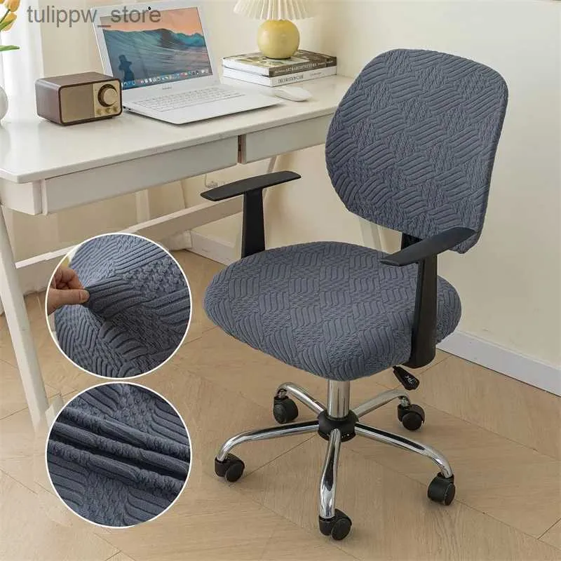 Chair Covers Jacquard Split Office Chair Cover Elastic Spandex Computer Chair Slipcovers Stretch Gaming Seat Covers for Study Room Home Hotel L240315