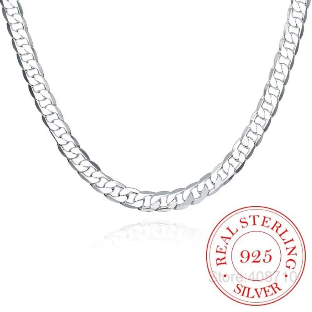 Kettingen 925 Sterling Zilver 8mm 16-24 Inch Mannen Ketting Zijketen Atmosferische Verklaring Gift Partij Jewelry265S