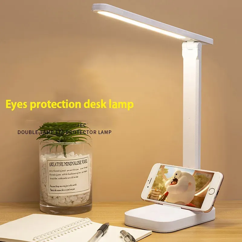 6000mAh debiterbar LED -bordslampa USB 3 Färg Stepless Dimble Desk Lamp Touch Touch Touch Touch Eye Protection Reading Night Light