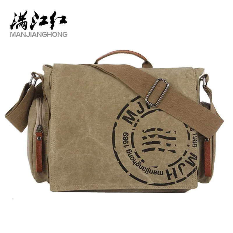 Manjianghong bolsa de lona de alta qualidade lazer bolsa masculina cáqui funcional mensageiro 240305