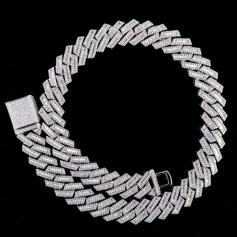 Custo de fábrica Cadeia de ligação cubana 925 Baguete de prata esterlina Miami Link cubano VVS Moissanite Diamond Cuban Link Chain