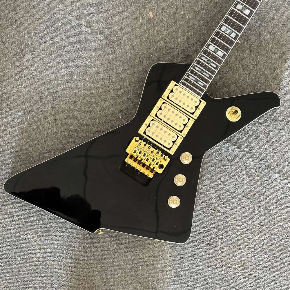 En stock Destroyer II Black Phil Collen Guitare électrique Floyd Rose Tremolo Bridge Gold Hardware Block Abalone Inlays Cream Humbuckers Pickups