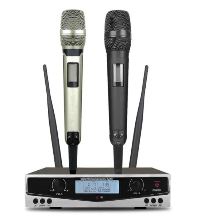 Microfones SOM SKM9100 Stage Performance Home KTV Alta Qualidade UHF Profissional Dual Wireless Microfone System Dynamic Long Dist4013168