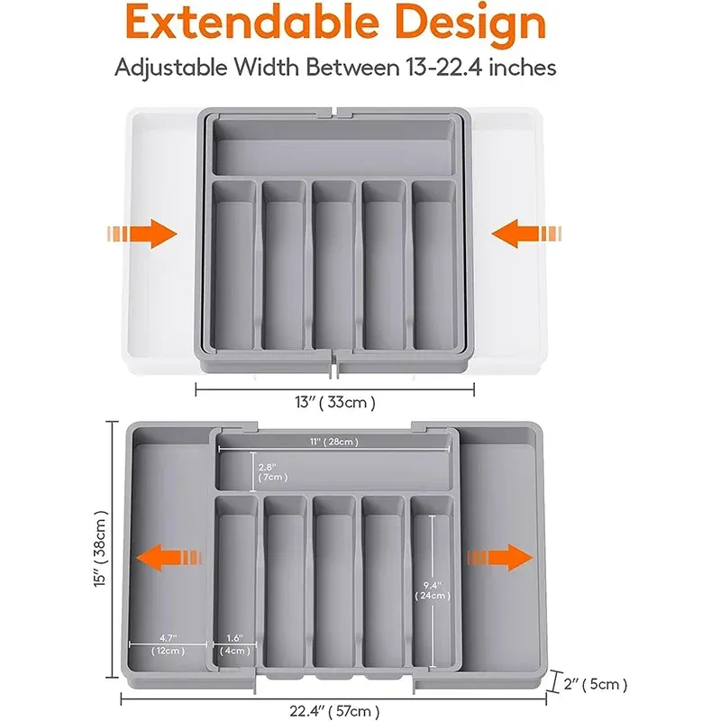 Drawers Kitchen Cutlery Storage Box Knife Holder Expandable Plastic Tray Utensils Drawer Box Kitchen Tool Fork Spoon Divider Storage Box