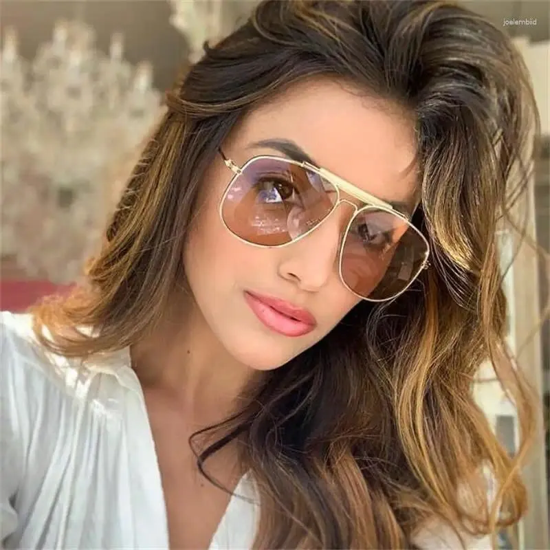 Sunglasses Women Orange Pilot Vintage Luxury Italy Brand Designer Men Shades Tinted Lens Sexy Big Female UV400