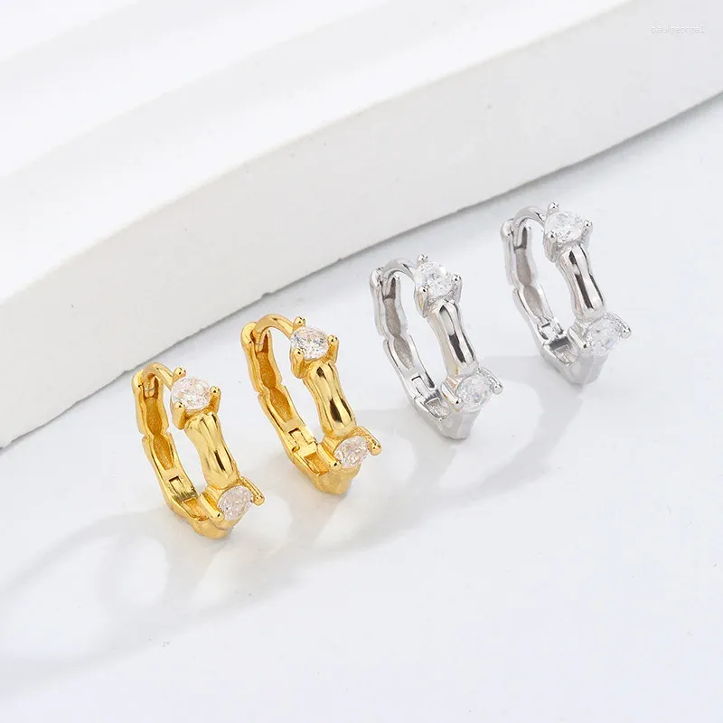 Stud Earrings 2024 Selling 925 Sterling Silver Bamboo Zircon Women's Fashionable And Versatile Jewelry Mother's Day Gift