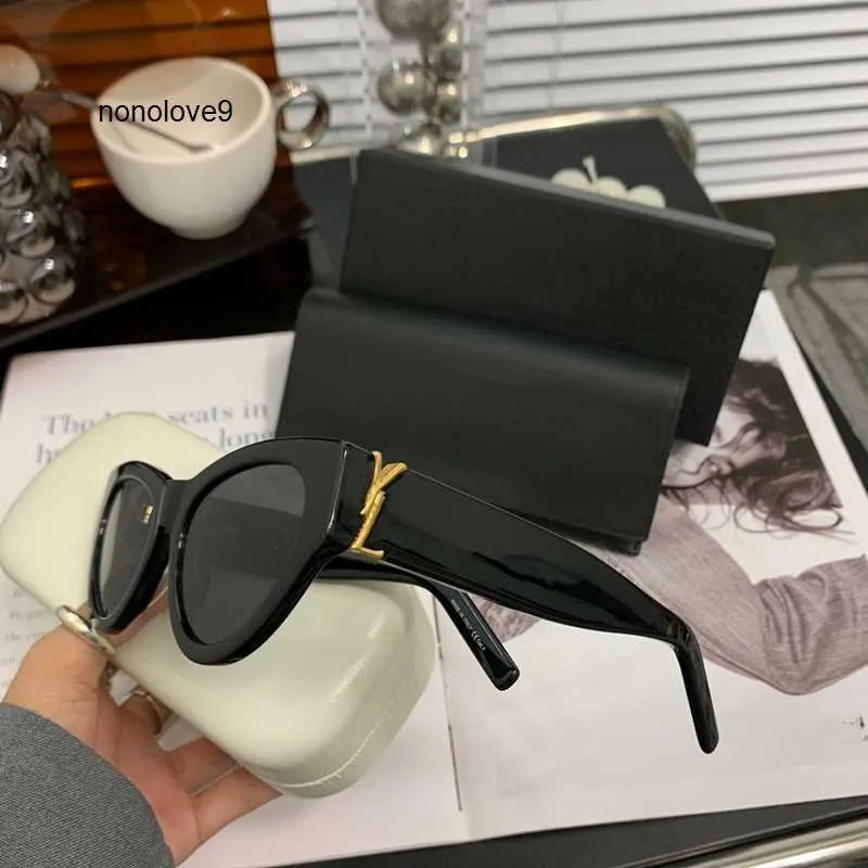 Sunglasses brands 2024 Sunglasses for Women and Men Designer brand Y Slm6090 Same Style Classic Cat Eye Narrow Frame Butterfly Glasses with Box shades fashion