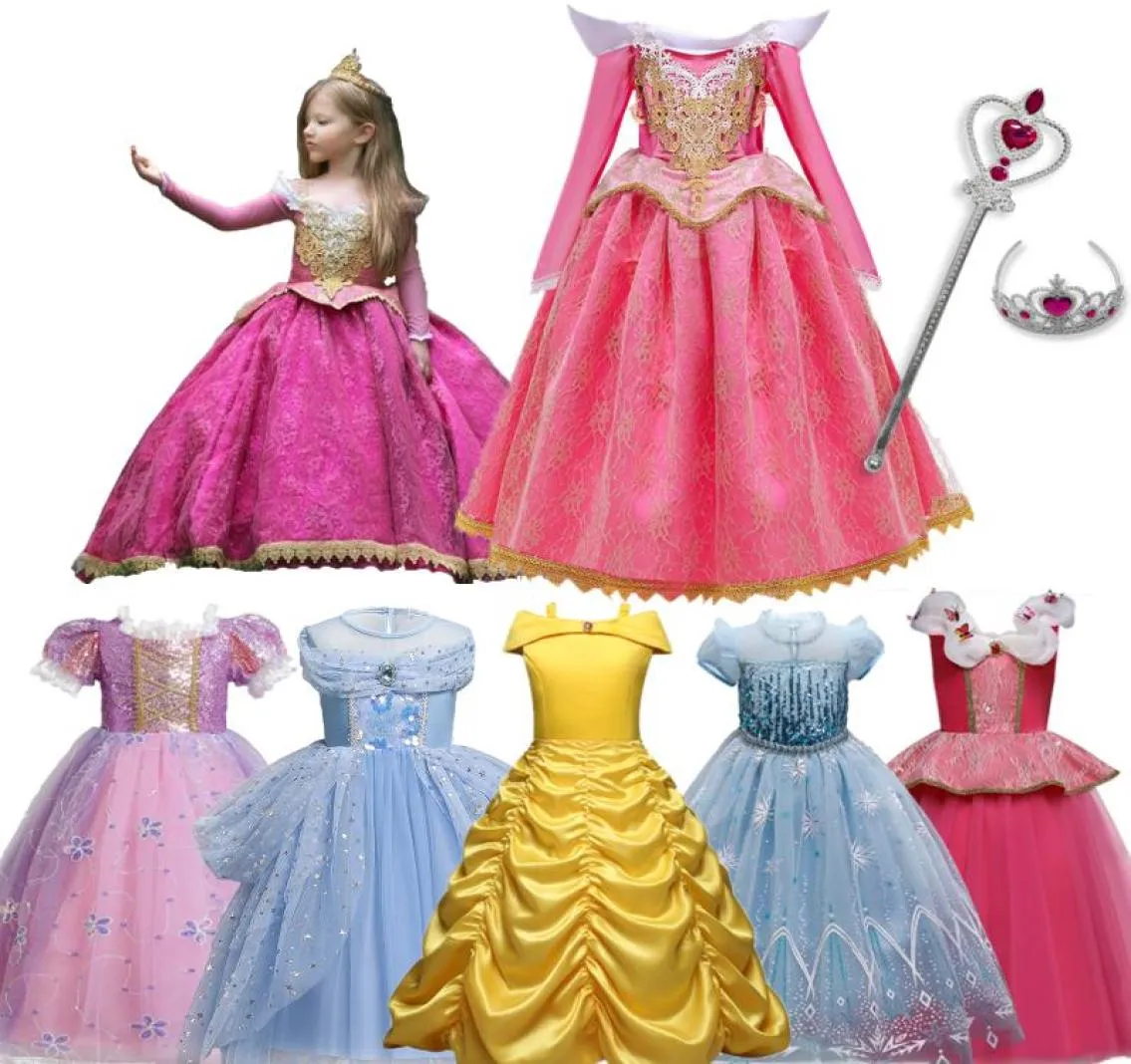 Girl039s klänningar Little Girls Princess Fancy Cosplay Carnival Dress for Girl Costume Children Barn Robes Rose 410y Baby Clothe9093830