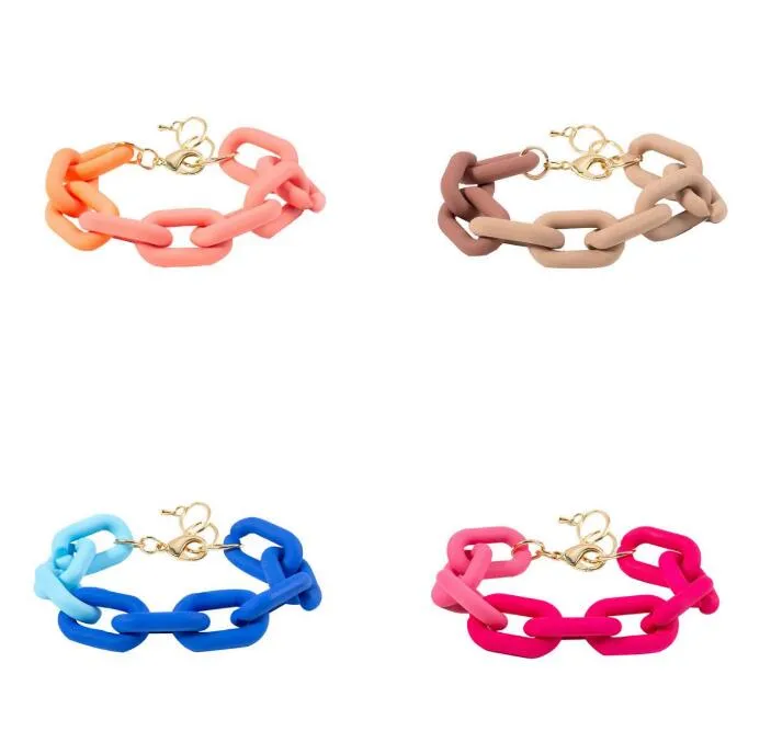 FishSheep Kleurrijke Acryl Dikke Ketting Armbanden Voor Mannen Vrouwen Bohemian Multi Kleur Hars Link Armbanden Armbanden Mode-sieraden