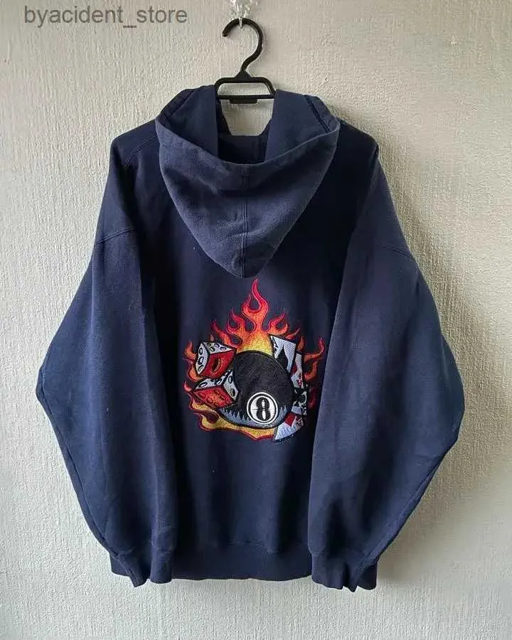 Sudaderas con capucha para hombre Sudaderas Retro Hip-hop Dados Patrón de dibujos animados Sudadera con capucha JNCO Sudadera con capucha azul Y2k Sudadera con capucha gótica Harajuku para hombre y mujer L240315