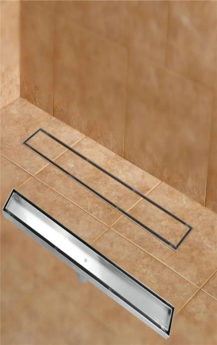 Inserto per piastrelle in acciaio inossidabile 304 da 60 cm Scarico a pavimento rettangolare lineare antiodore ferramenta per il bagno doccia invisibile 112083193753