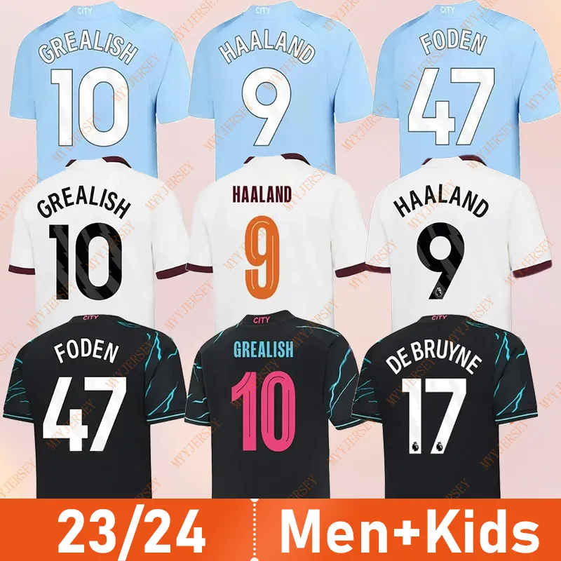 23 24 Maglie da calcio HAALAND DE BRUYNE PHILLIPS MANS CITIES GREALISH FERRAN MAHREZ FODEN BERNARDO JOAO CANCELO Z RODRIGO Maglia da calcio Uomo Bambini Kit Set Uniformi