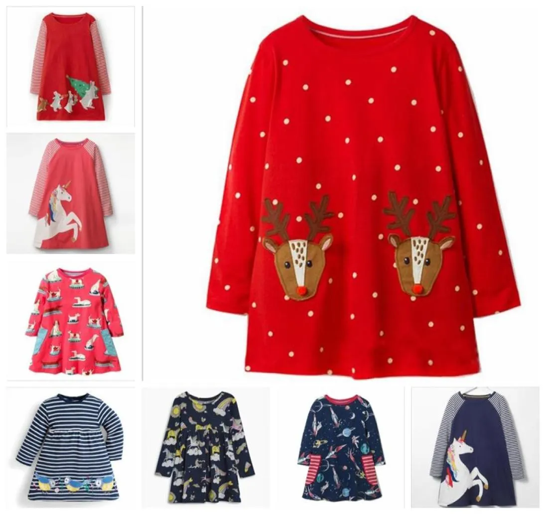 Robes de filles de Noël imprimé animal robe de bébé infantile licorne rayé haut t-shirt enfant en bas âge à manches longues robe enfants vêtements de marque 1072354