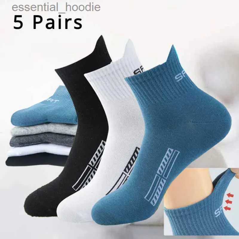 Herrstrumpor 5pairs Organiska bomullsmän Ankle Breattable Mesh Sports Sock Casual Athletic Thin Short Sokken Plus Size EU40- SUMMER NEWC24315