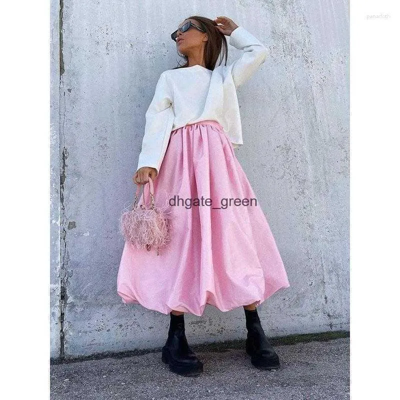 Skirts 2023 Womens Balloon Skirt Satin Temperament Design Tutu Elegant Luxury Clothing Vestidos