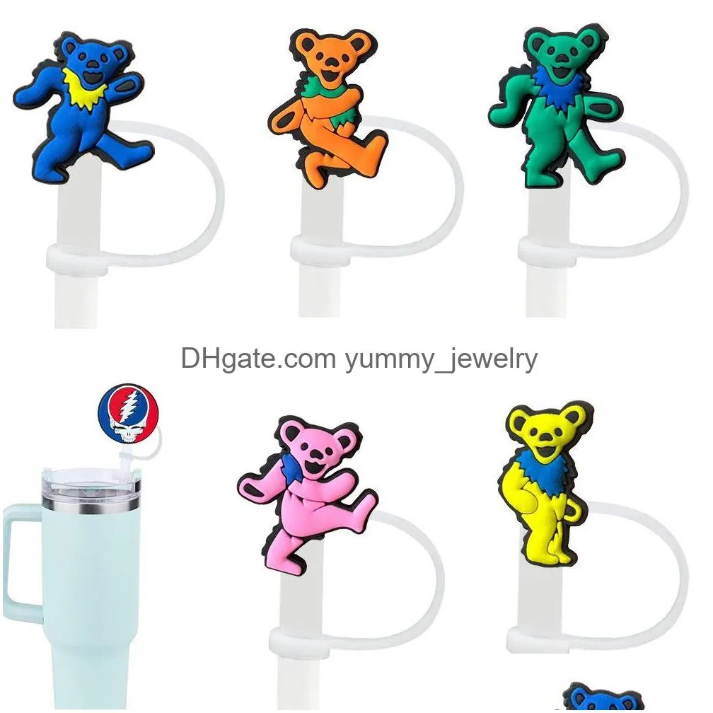 Drinken Sts Gratef Bear Sile St Toppers Accessoires Er Charms Herbruikbare Spatwaterdichte Stofplug Decoratief 8Mm Party Drop Delivery Otjpv