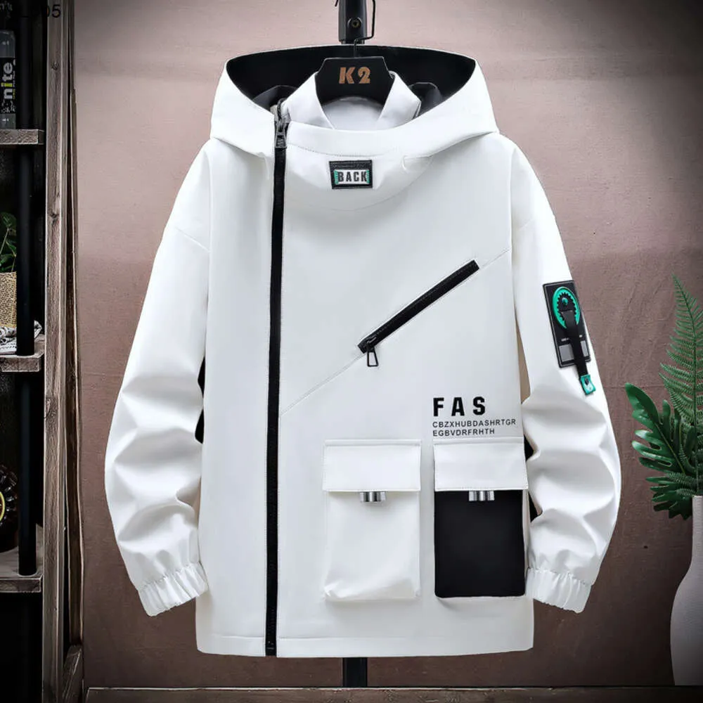 Spring and Autumn Youth Work Coat Trendy Brand Junior High School Students Loose Sprint Clothes Cool Handsome Mens Hooded Jackets